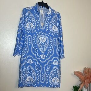 Joie Blue & White Linen Blend Mini Dress Cover Up Beach NWT 6
